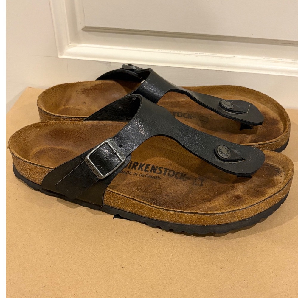 Birkenstock Gizeh Black Birko-Flor Thong Sandals Womens size 38